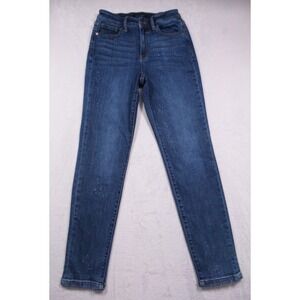 Judy Blue Jeans Womens Size 1/25 Blue Boyfriend Fit Mid Rise Bleach Splash